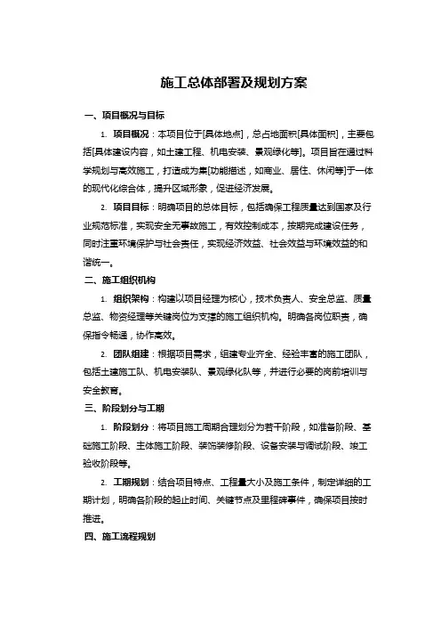 施工总体部署及规划方案