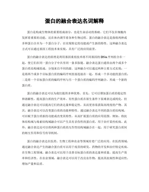 蛋白的融合表达名词解释
