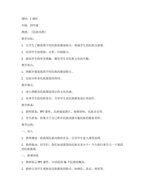 小学民族服装教案模板范文