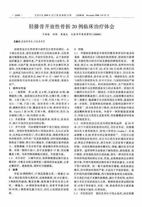 胫腓骨开放性骨折20例临床治疗体会
