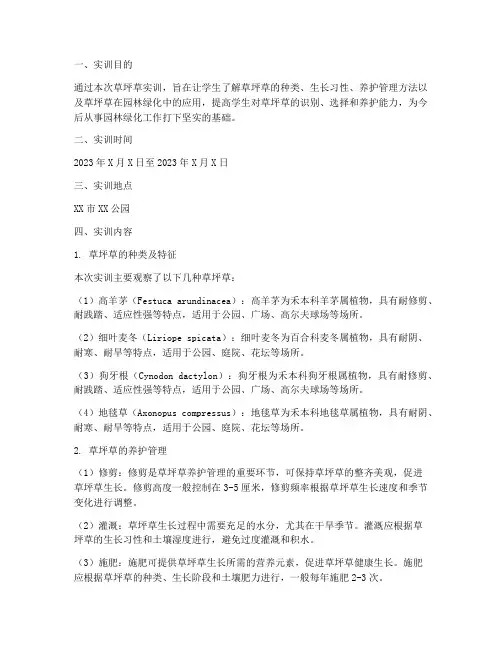草坪草实训报告