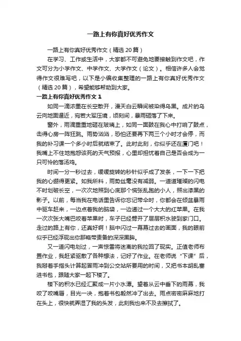 一路上有你真好优秀作文