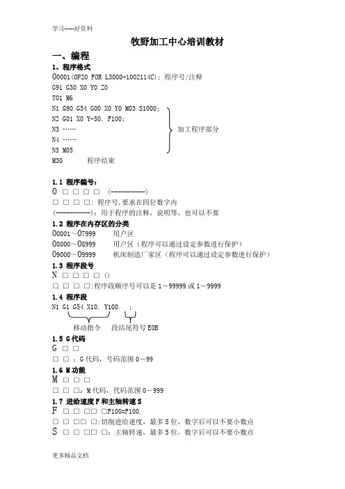 卧式牧野加工中心培训技巧资料[1]资料讲解