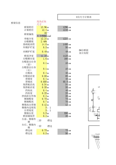 U台一般构造图尺寸计算表