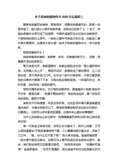 关于我家的植物作文800字五篇初三