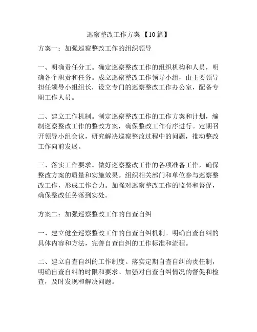 巡察整改工作方案 【10篇】
