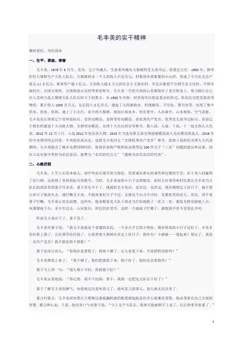 毛丰美事迹