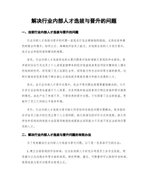 解决行业内部人才选拔与晋升的问题