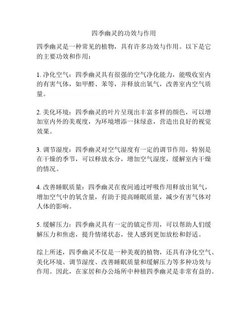 四季幽灵的功效与作用