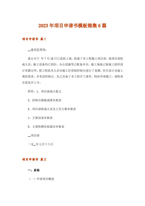 2023年项目申请书模板锦集6篇_1