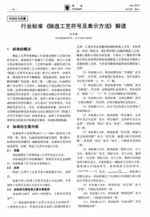 行业标准《铸造工艺符号及表示方渤解读
