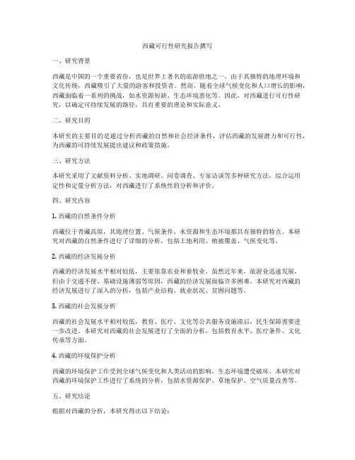 西藏可行性研究报告撰写