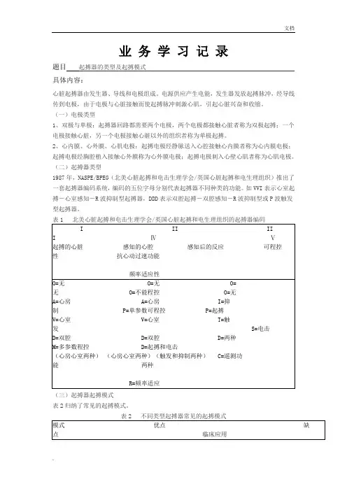 业务学习起搏器的类型及起搏模式