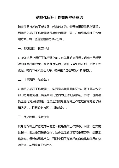 信息化标杆工作管理经验总结