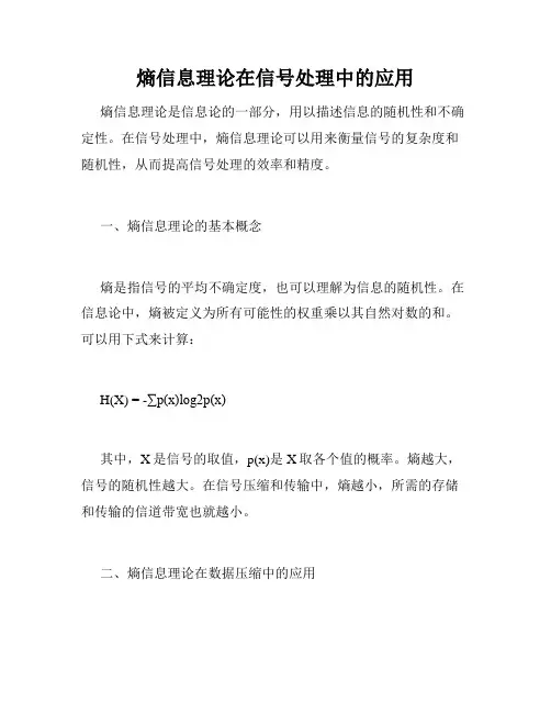 熵信息理论在信号处理中的应用