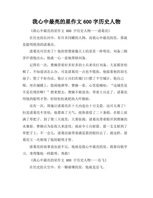 我心中最亮的星作文600字历史人物