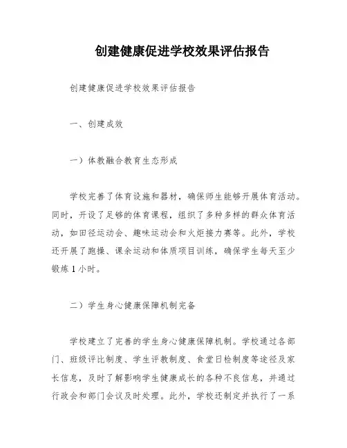 创建健康促进学校效果评估报告