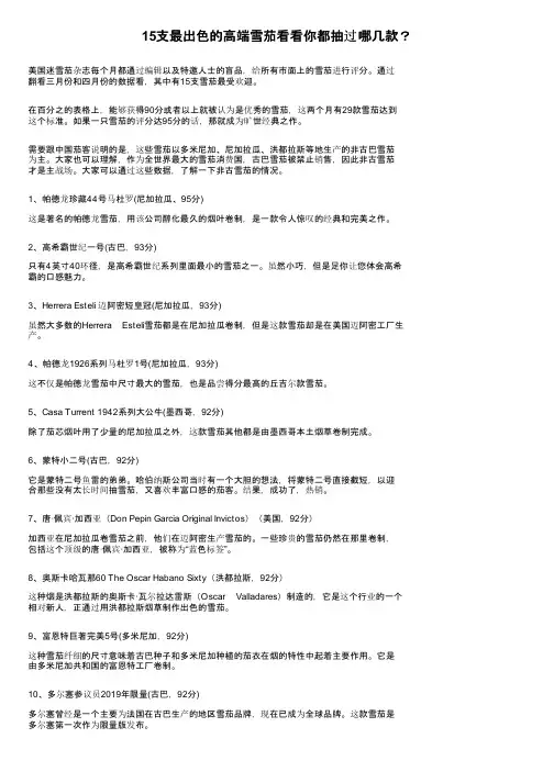 15支最出色的高端雪茄看看你都抽过哪几款？