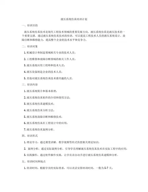 液压系统仿真培训计划