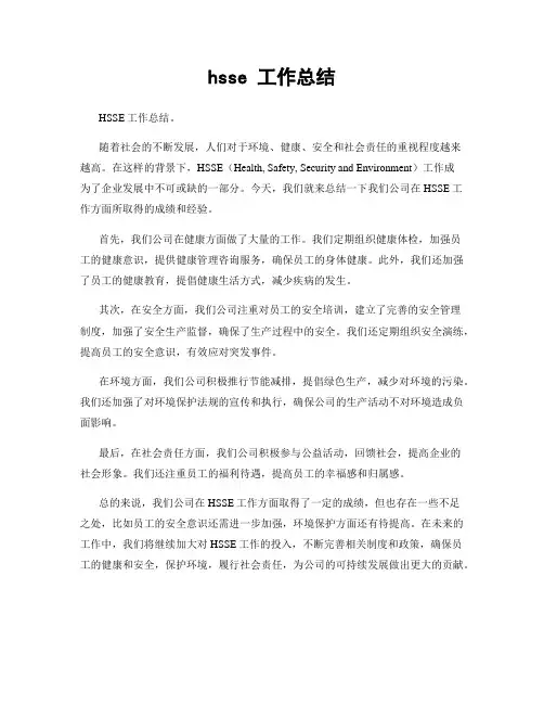 hsse 工作总结