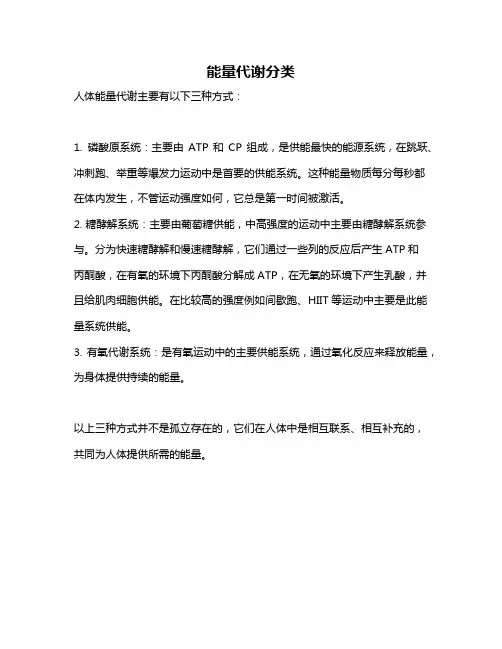 能量代谢分类