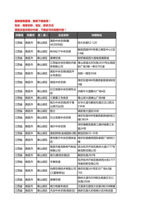 新版江西省南昌市青山湖区中央空调企业公司商家户名录单联系方式地址大全46家