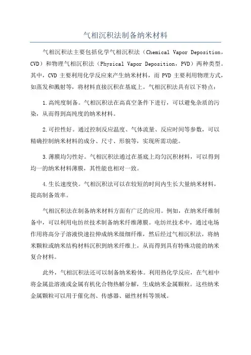 气相沉积法制备纳米材料