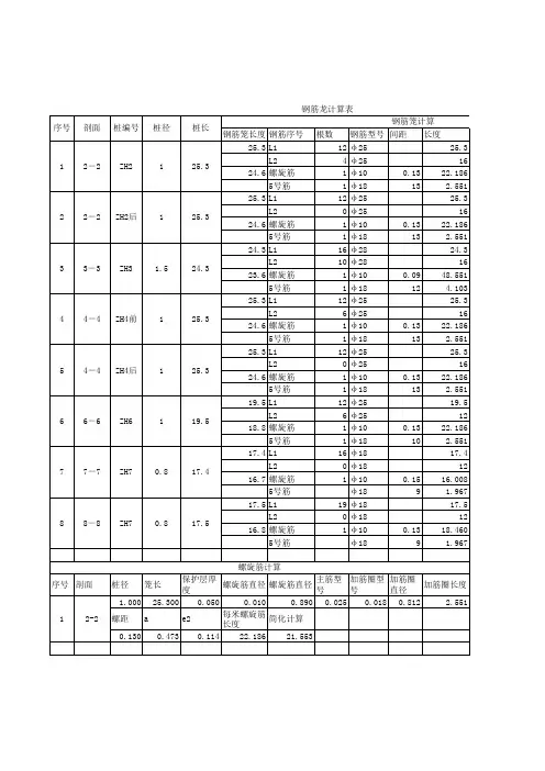钢筋笼计算表