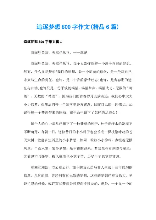 追逐梦想800字作文(精品6篇)