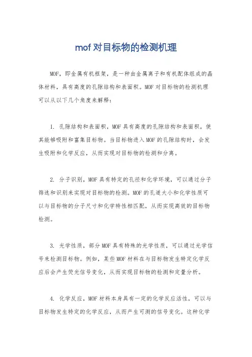 mof对目标物的检测机理