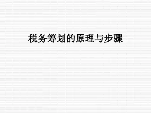 税务筹划的原理与步骤