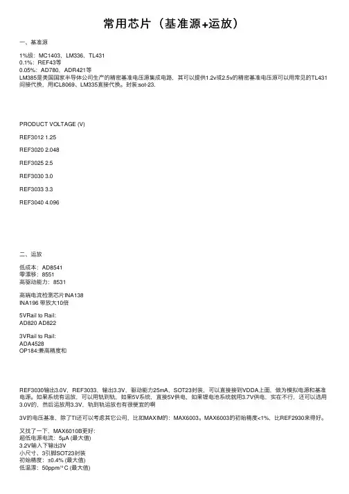 常用芯片（基准源+运放）