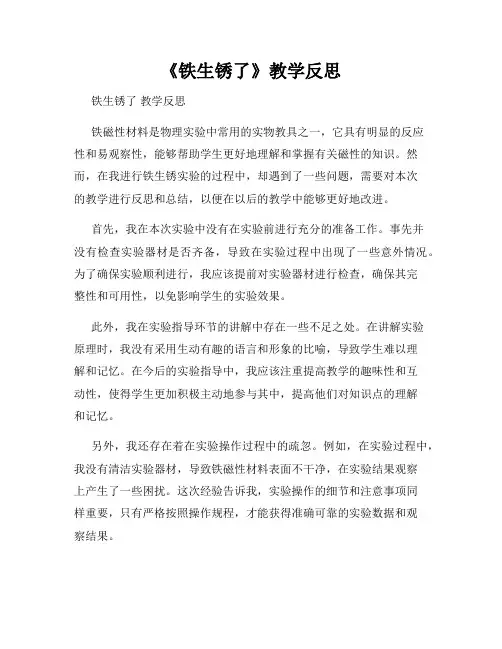 《铁生锈了》教学反思