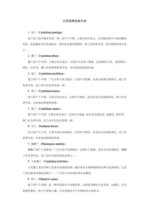 兰花品种名称大全