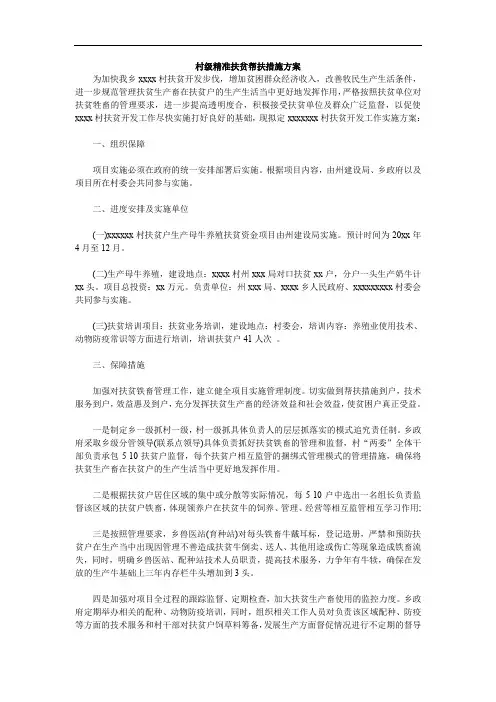 村级精准扶贫帮扶措施方案范文