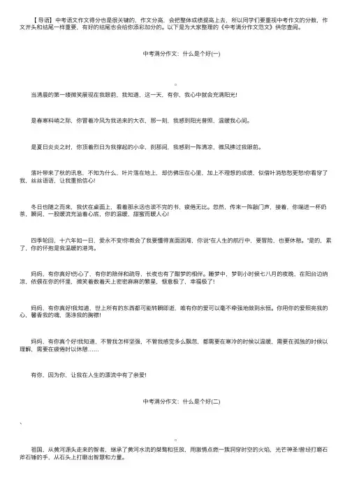 中考满分作文范文：什么是个好
