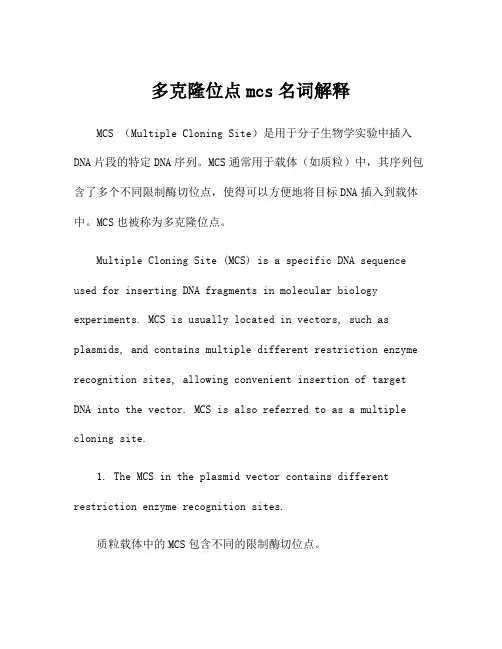 多克隆位点mcs名词解释