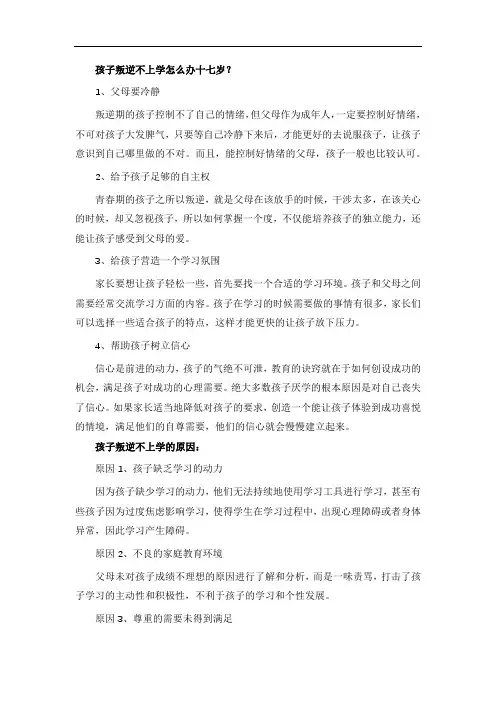 孩子叛逆不上学怎么办十七岁？
