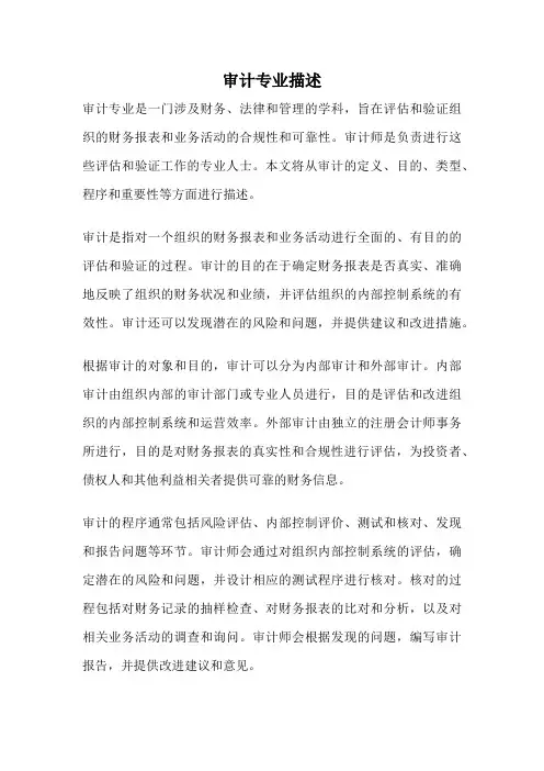审计专业描述