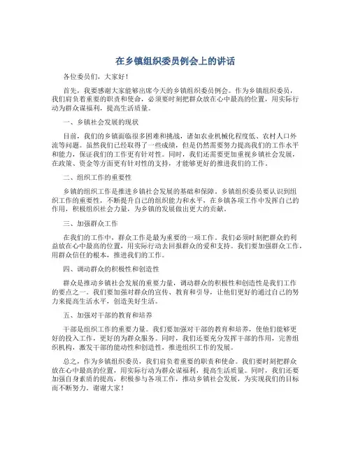 在乡镇组织委员例会上的讲话