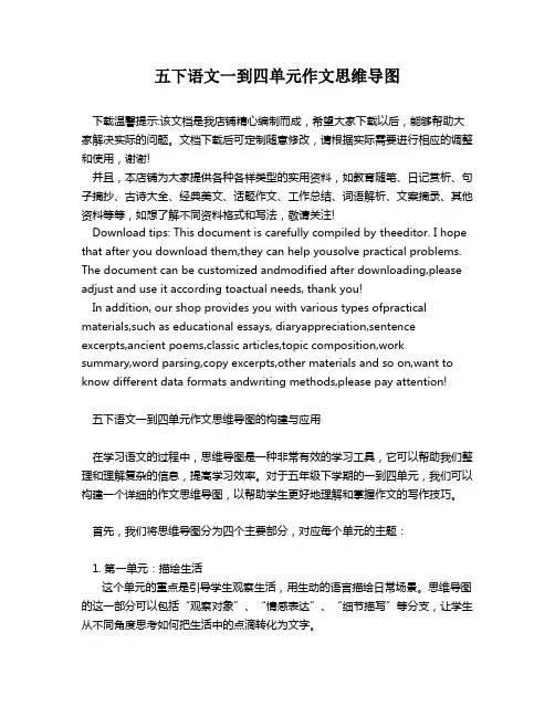 五下语文一到四单元作文思维导图