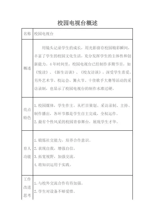 校园电视台概述