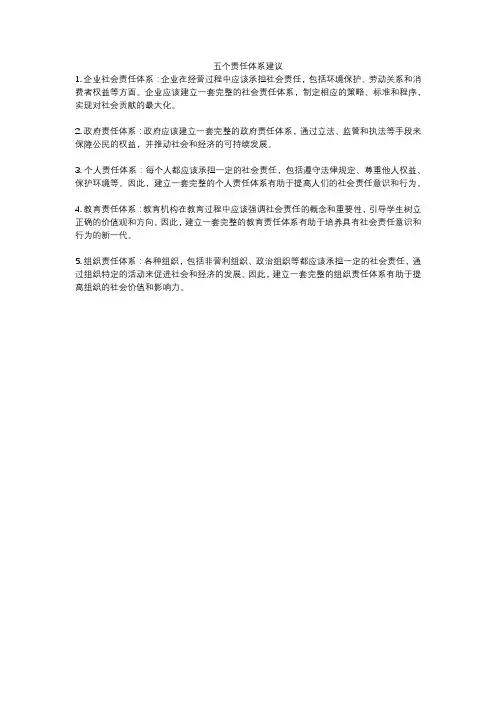五个责任体系建议