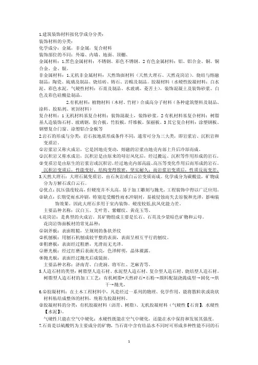 建筑材料 知识点