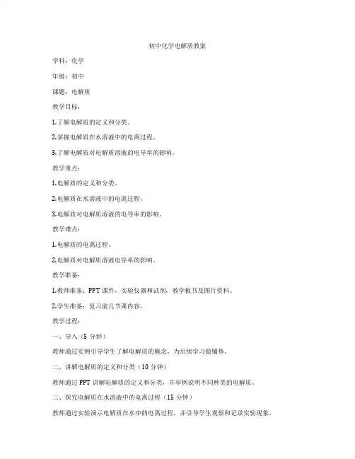 初中化学电解质教案