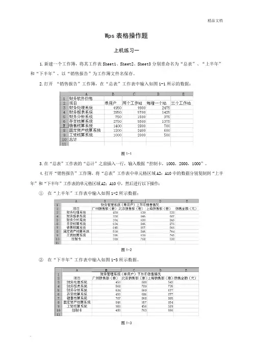 wps表格上机练习