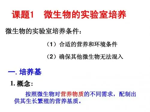 优  生物：2.1《微生物的实验室培养》课件(新人教版选修1)高二