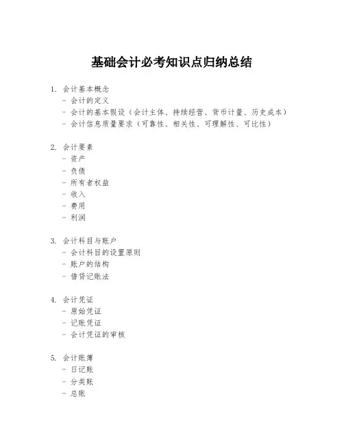 基础会计必考知识点归纳总结
