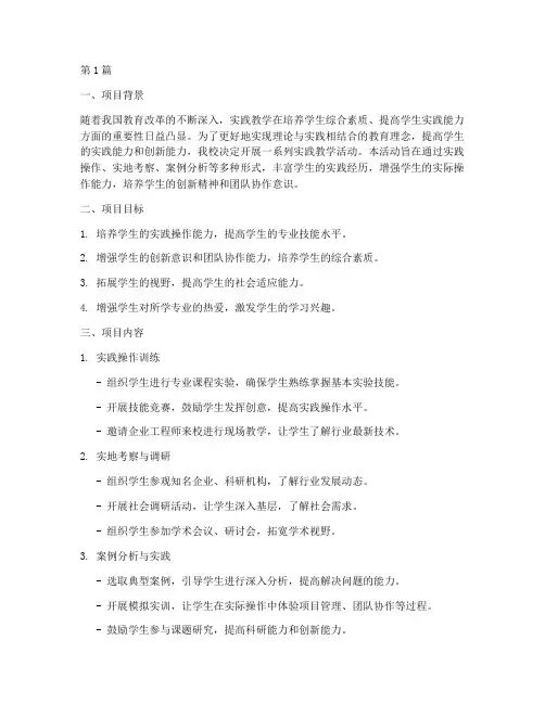 实践教学活动项目书(3篇)