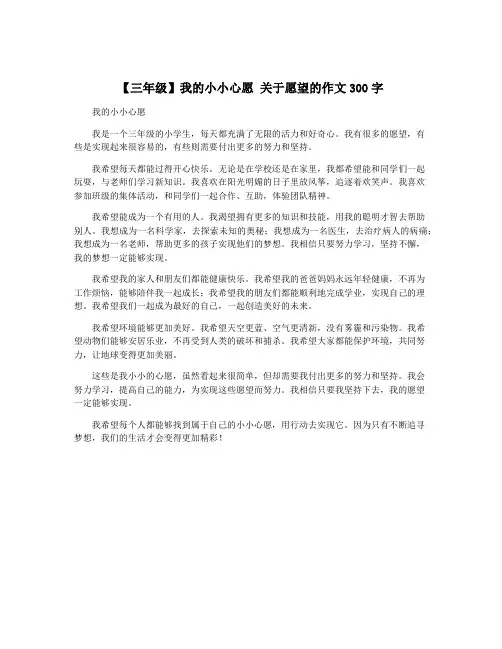 【三年级】我的小小心愿 关于愿望的作文300字